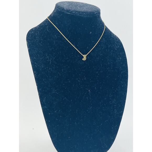 Vintage Trifari Initial J Necklace Gold Tone Letter Pendant Chain 16" Jewelry Na - Picture 9 of 16